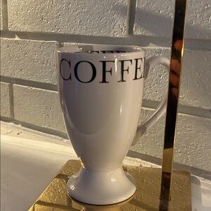 White Coffee Mug with Black Lettering